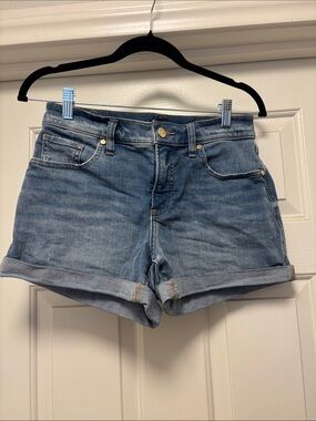 Express Light Blue Rolled Cuff Denim Shorts